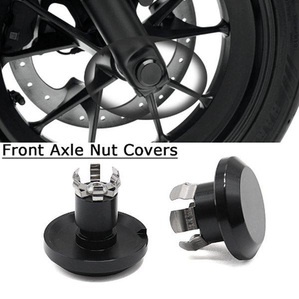 Black Metal & ABS Motorcycle Front Axle Nut Cap - 1 Pair, Compatible with Most Models