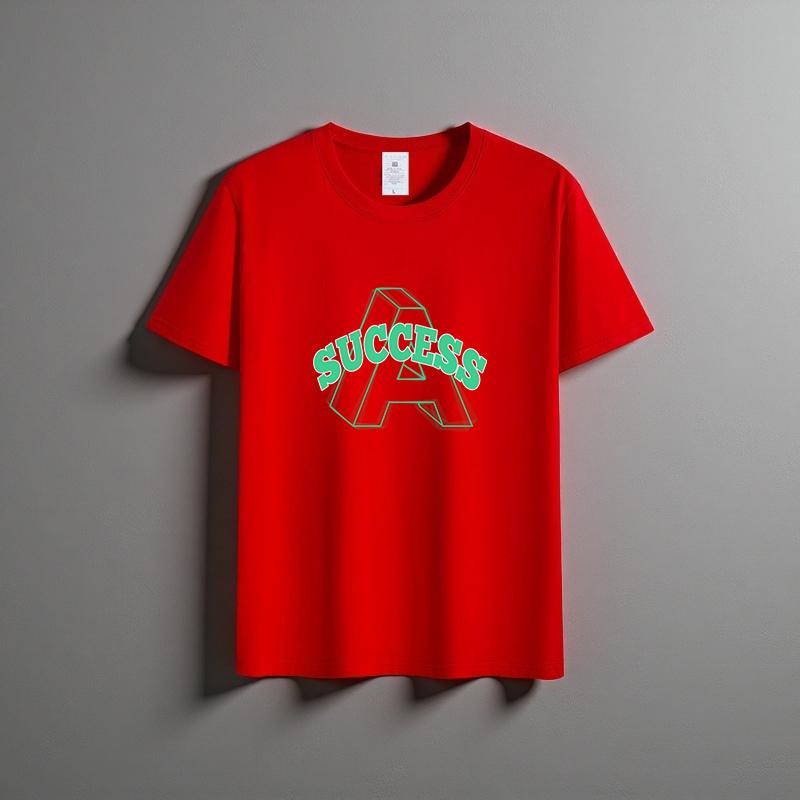 Summer New Unisex Versatile Pure Cotton T-shirt Fashionable Casual Round Neck Top Breathable Loose Fit Print Short Sleeved Shirt