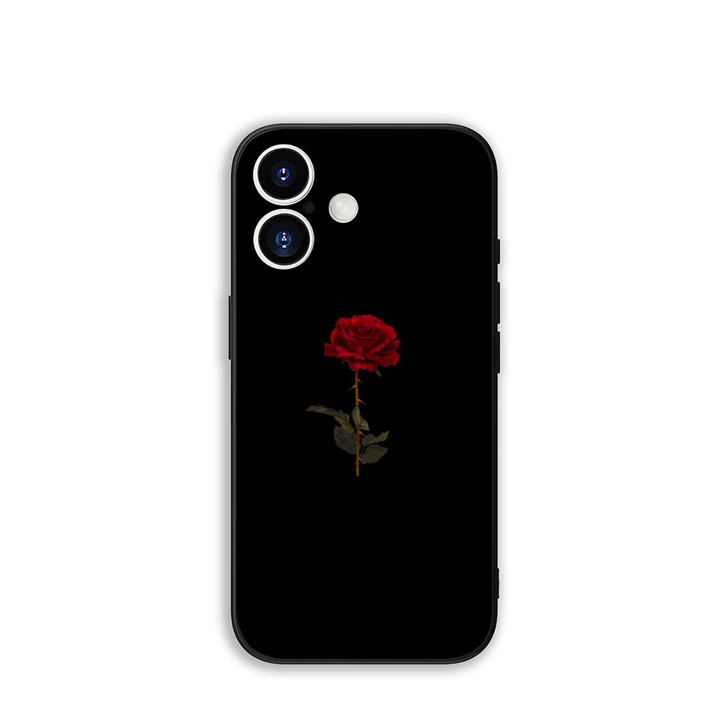 

for Apple iPhone 16 15 14 Plus 13 12 Mini 17 Pro Max + ProMax 16E Air 15+ Phone Cover Case Black White Rose Flower Casing iPhone Air