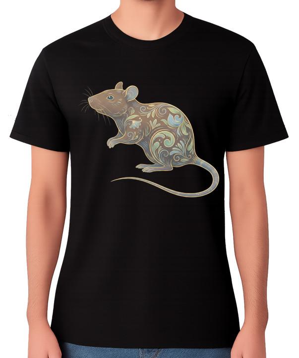 Decorative Rat T-Shirt Ornamental Rodent Animal Art Graphic Unisex Tee S разноцветный