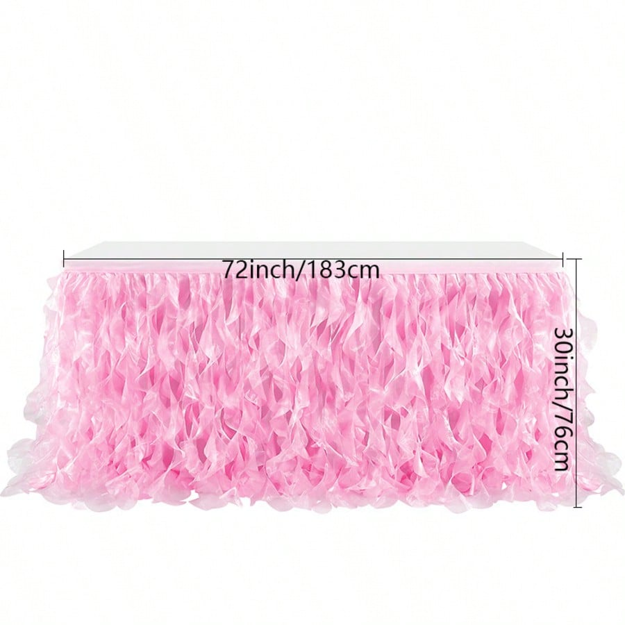 Multicolored Tulle Table Skirt, Fit for Rectangle and Round Tables - Sheer Ruched Willow Tabletop Decoration, Chiffon Pleated Table Cloth