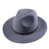Pure Wool Hat Autumn and Winter British Elegant Top Hat Metal Trim with Panama Style Jazz Hat