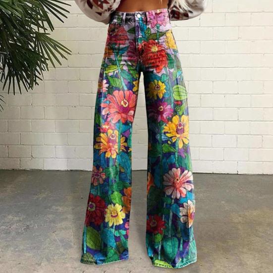 Damen Weite Freizeithose mit Taschen Lockere Passform Knopfleiste Reißverschluss Atmungsaktives Gewebe Waschbar Lichtecht Gerade Hose Streetwear