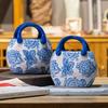 Jingdezhen Ceramic Handbag Vase - Chinese Style Hydroponic Ornament for Home Desktop Flower Arrangement