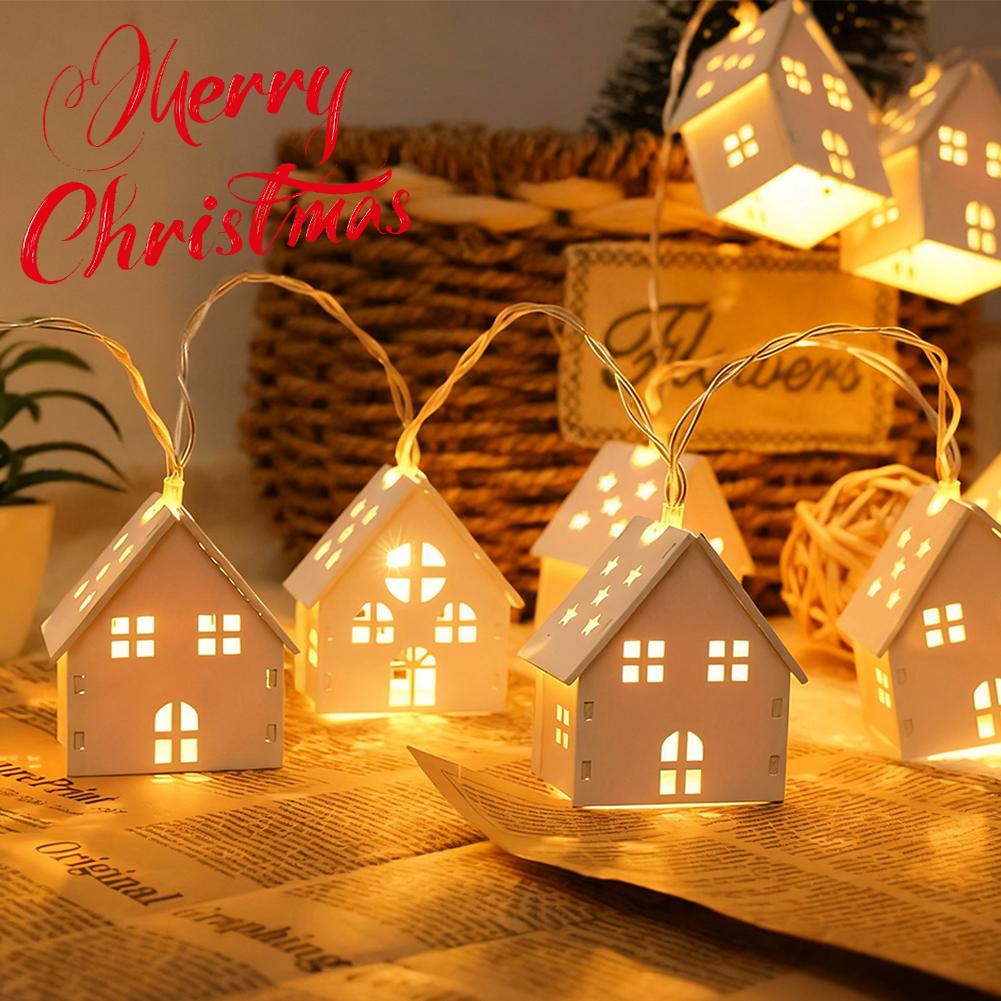 1.5/2/3m LED Christmas Decoration Wood House String Light Santa Claus Christmas Trees Battery USB String Lighting for Home Decor