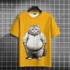 Funny Fat Cat T-Shirt Men's 3d Printed Animal T-Shirts Kids Casual Loose Short Sleeved Oversized Tops Summer Streetwear Tees
