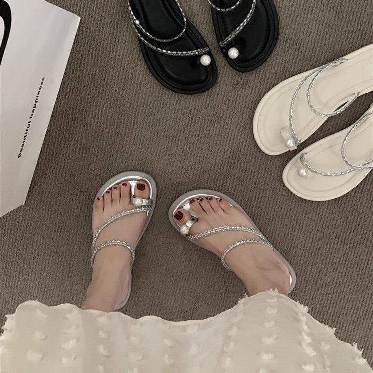 

2025 Women s Summer Flat Toe-Loop Outdoor Beach Sandals Size 37 срібний