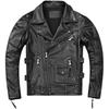 Chinese Size Motorcycle Cowhide Genuine Leather Jacket Men Slim Stone Milled Retro Jacket Calfskin Coat Men Moto Biker Riding Clothes