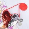 Borsa a Spalla Piccola Portamonete a Forma di Cuore con Doppi Colori e Paillettes per Bambina