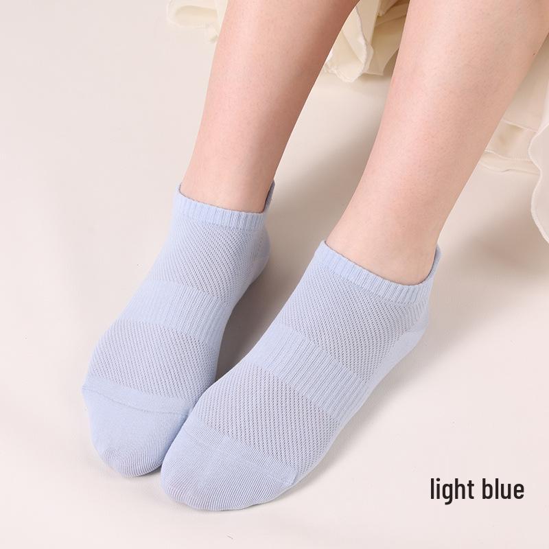 

Women s Spring & Summer Cotton Socks - Breathable, Antibacterial, Anti-Pilling Mesh, Boneless Design, Compact Spinning Boat Socks With Packaging світло-синій колір