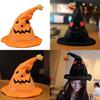 Halloween Electric Pumpkin Elf Hat Ghost Festival Party Costume Plush Toy Yellow 30*30*40cm Black 30*30*40cm