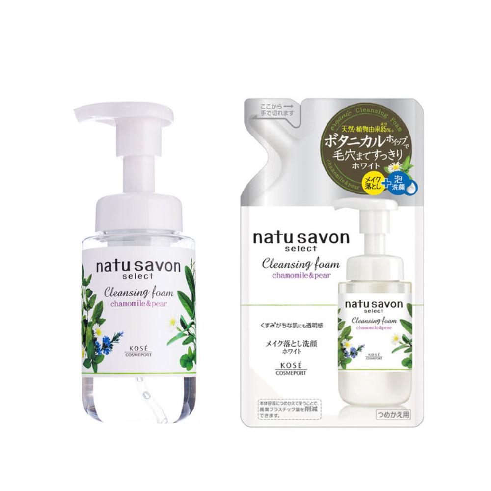 KOSE SOFTIMO NATU SAVON SELECT White Cleansing Foam 180mL / Refill 180mL
