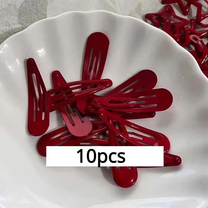 

10 шт./лот, новый зажим с красной звездой для девочек, заколки-капли, черная заколка для волос, женские серебряные заколки для волос, аксессуары, Kawaii BB зажим