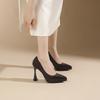 - Sexy solid color bridesmaid shoes women's pointed toe thin heel waterproof table high heels women's not tired feet splicing single shoes women