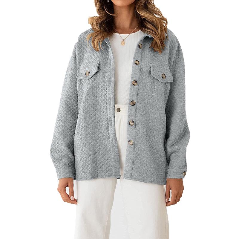Dámská ležérní jednobarevná bunda Cardigan Móda Jednoduché Pohodlné Patchwork Bunda Kabát Podzim Zima Dlouhý rukáv Knoflík s límečkem Volný Silný Kabát