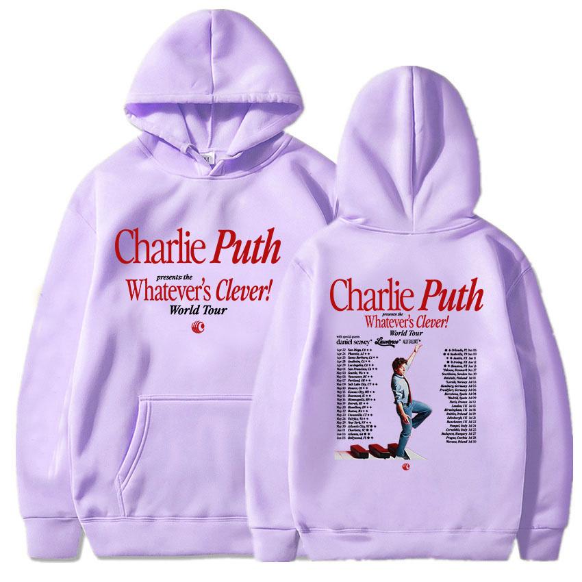 Charlie Puth Whatever's Clever! World Tour 2026 Hoodies Long Sleeve Male Hooded Sweatshirt Casual Design Graphic Pullovers