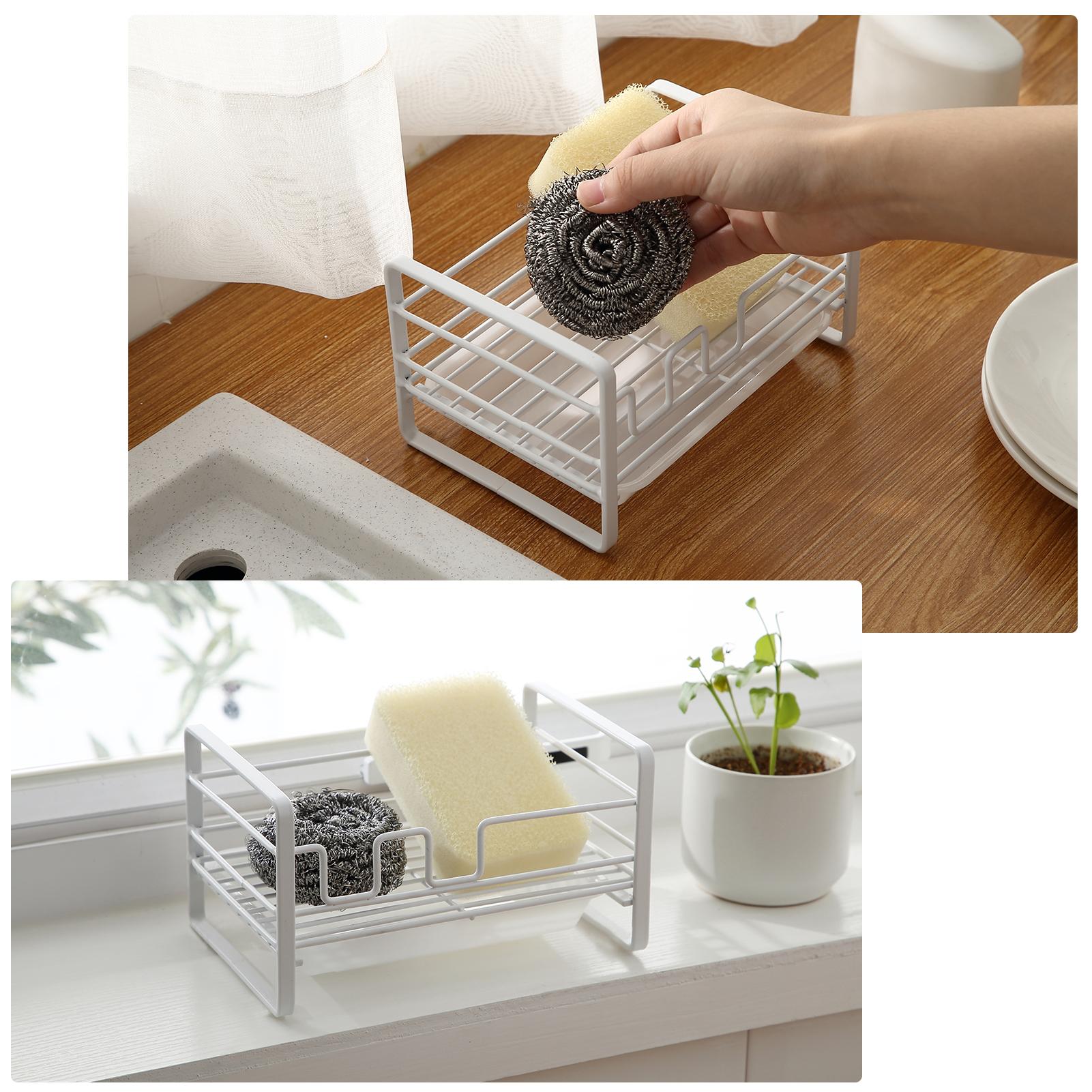 Sponge Soap Brush Holder Kitchen Soap Caddy Countertop Sponge Rack with Removable Drain Board Sink Caddy Organizer Soap белый