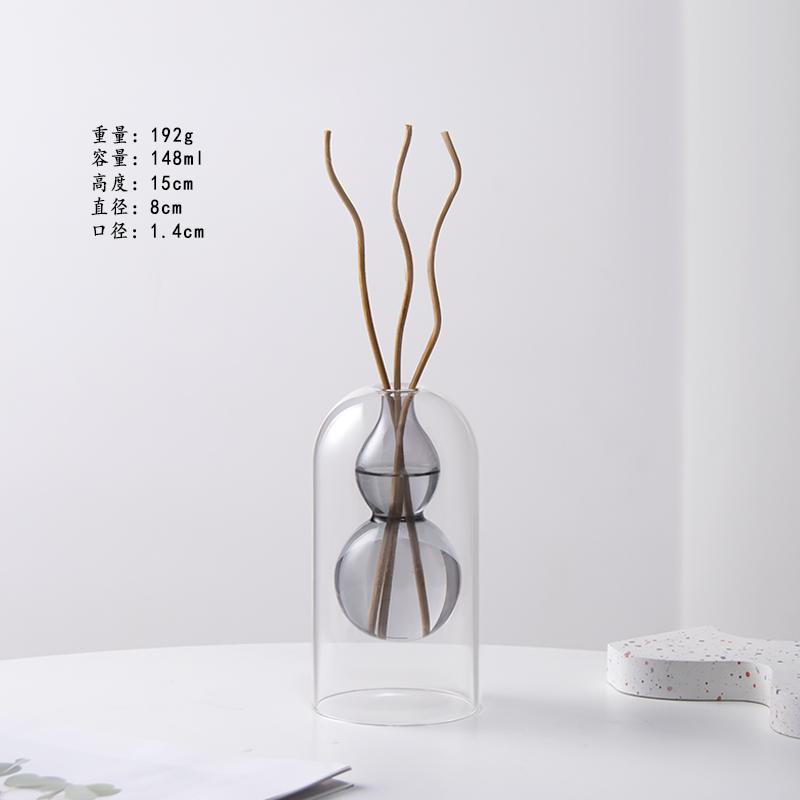Double Glass Vase Hydroponic Plant Flower Arrangement Glass Empty Bottle Ornaments Simple Essential Oil Aromatherapy Bottle