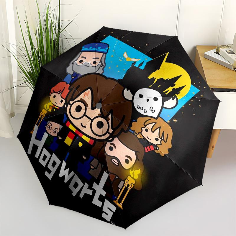 

1pc Hogwarts Chibi Characters Umbrella with Plastic Handle,Suitable for All Seasons Travel Outdoor Multi-functional UmbrellaDCS052