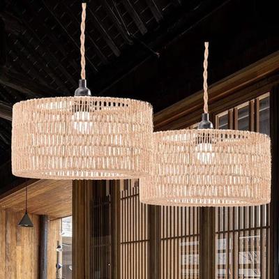 New Paper-made Weave Lampshade Vintage Bohemian Style Pendant Lamp Shade Home Decor Handwoven Hanging Lamp Shade for Living Room