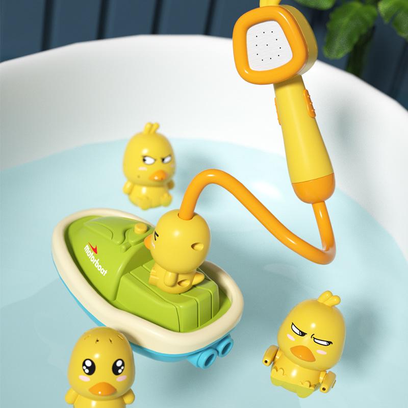 Children's Showerhead Shower Toy Little Yellow Duck Electric Rotating Showerhead Water Spray Baby Shower Toy