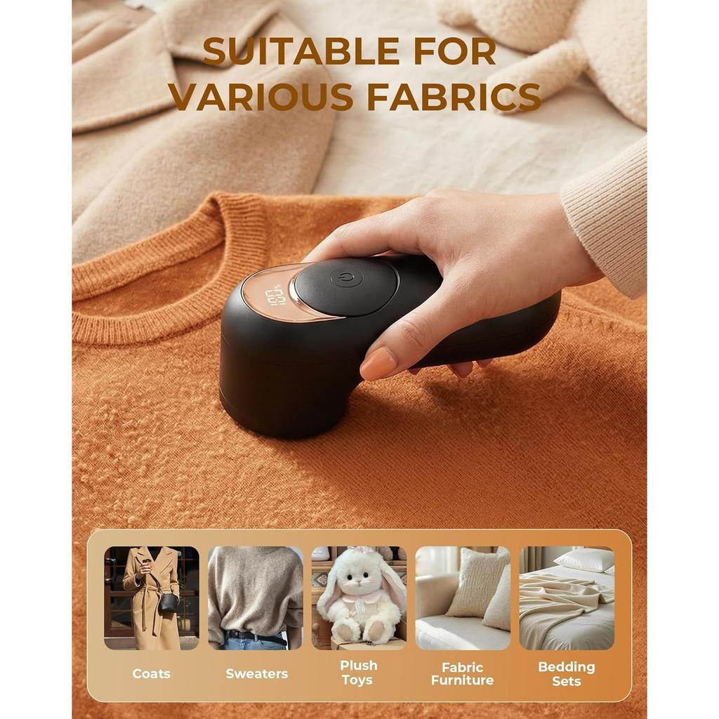 Lint Remover, Bobble Remover for Clothes, Rechargeable Fabric Shaver with LED Display & 3 Speeds, Effectively Sweater Defuzzer Remove Fluff, Lint