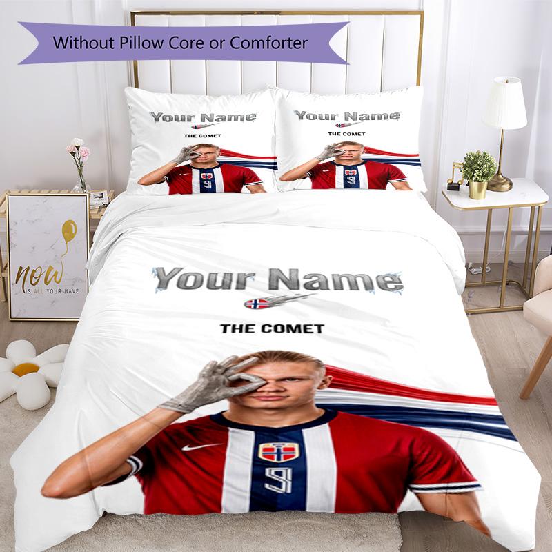 Haaland Customize Text Bedding Set Design for Decorate Room Machine Washable Bedroom Decor Perfect Gift for Women Men
