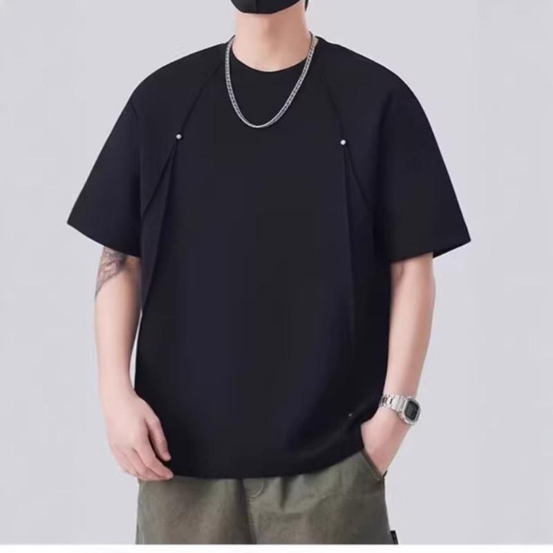 Men Loose Solid Short Sleeve Casual T Shirt