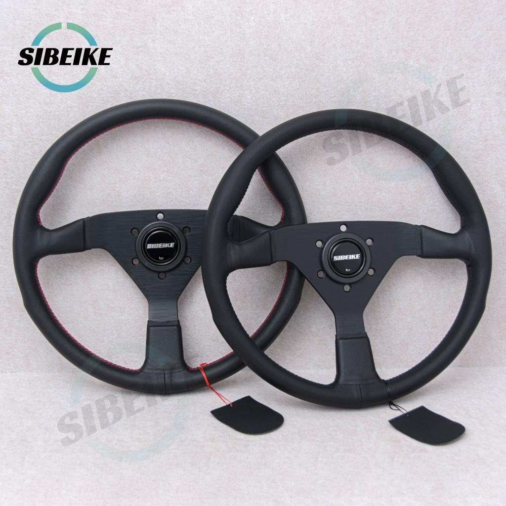 SIBEIKE Montecarlo Style Leather Steering Wheel 14inch JDM Modified Car Sports Racing Steering Wheel