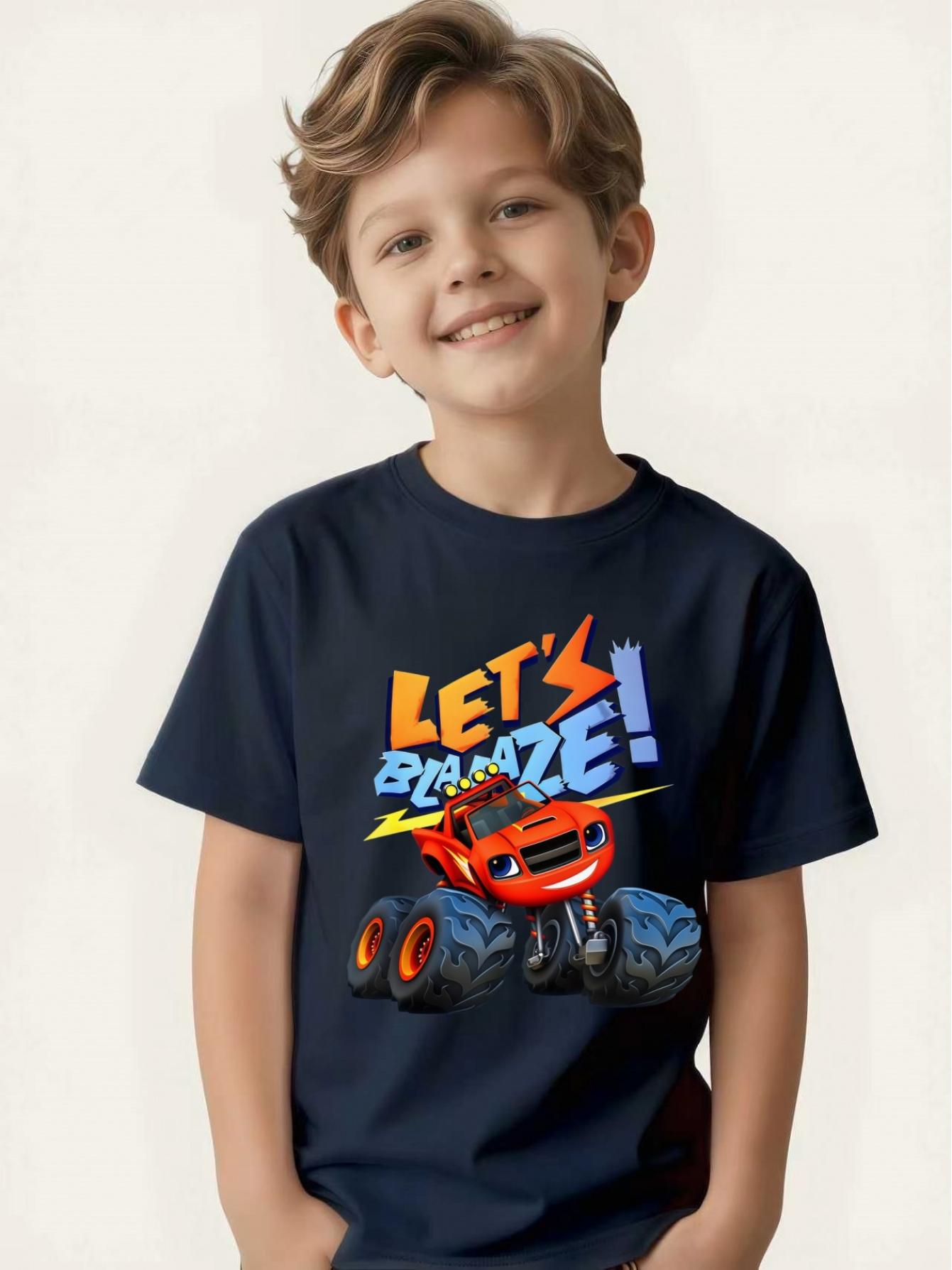 

Boys summer T-shirts, breathable children s short-sleeved school daily wear street tops 100