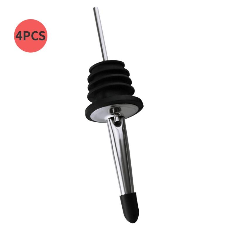 4PCS Pourer 304 Stainless Steel Alcohol Spout Bottle Olive Oil Spout Dispenser Wine Cork With Bottle Cap Wine Accessories