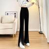 2025 Spring Plus Size High Waist Flared Petite Suit Pants - Slimming Drapey Casual Women's Slit Trousers
