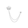 PATIKIL Crown Hanging Chain Brooch Pin Rhinestone Suit Pin Fashion Chris Talulah Per Pins (White)