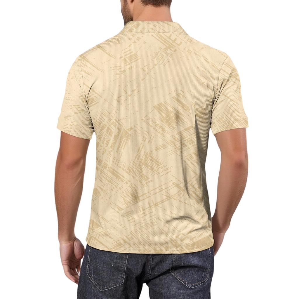 Moda Hombre Top Estampado Cuello en V Manga Corta Camiseta de Golf