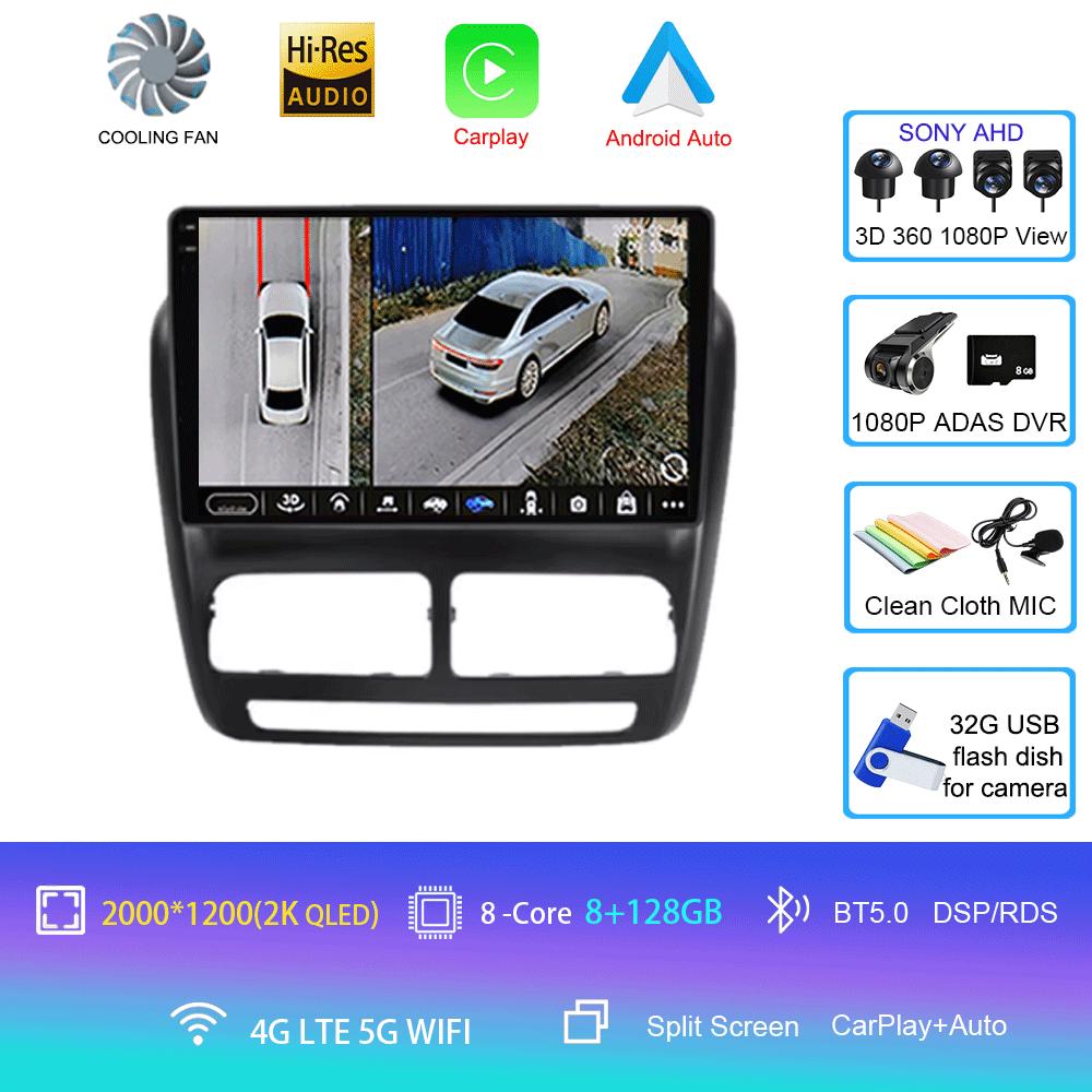 Car Radio Android 14 For FIAT Doblo 2010 2011 2012 - 2015 Navigation GPS Multimedia Video Player Stereo Carplay+auto WiFi+4G BT