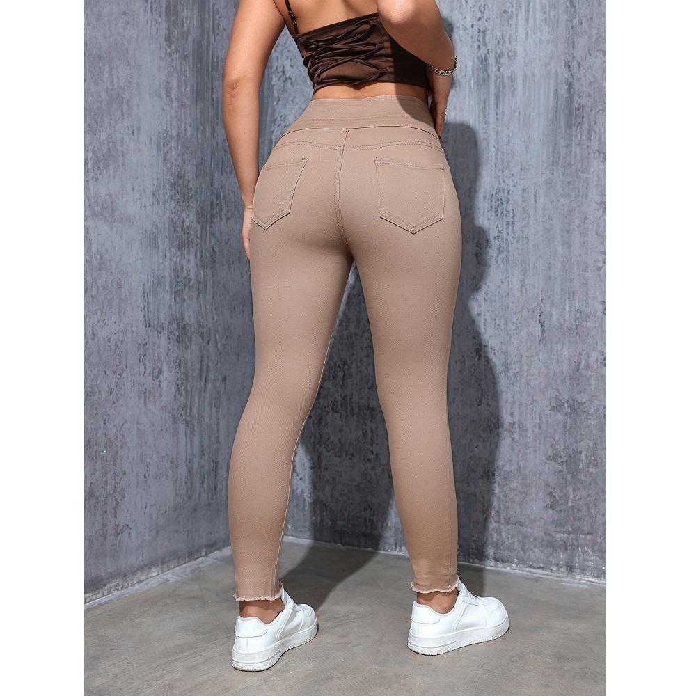 Women High Waist Slim Stretch Denim Jeans Ladies Bodycon Button Pencil Pants