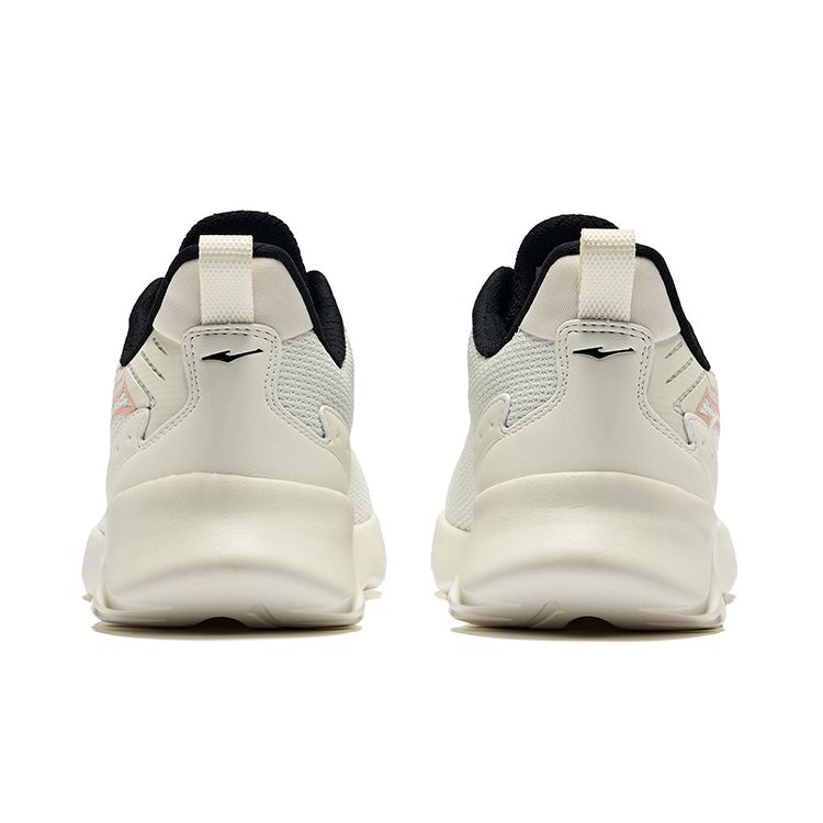 Hongxing Erke Simple Comfortable Shock Absorbing Wear Resistant Low Top Running Shoes Women Sneaker Rubber-Bud-White Peach 12123103217-003