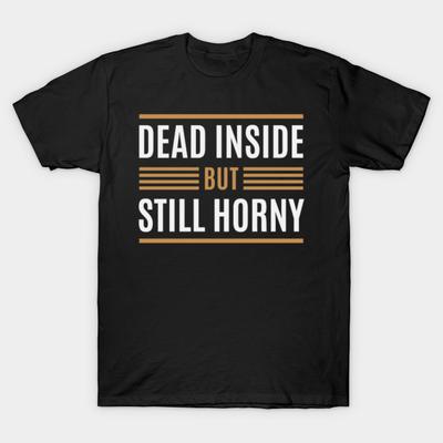 Herren Schwarzes Print T-Shirt Super Großes T-Shirt dead inside but still horny Kein Zuschnitt Transferpapier Druck Baumwoll T-Shirt