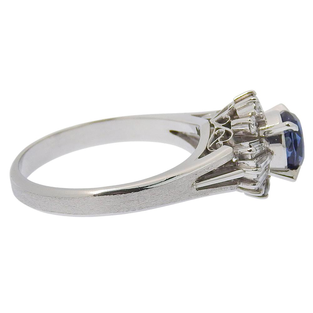 Ring Pt900Platinum/sapphire/diamond #6.6(US Size) 6.5g Women Used
