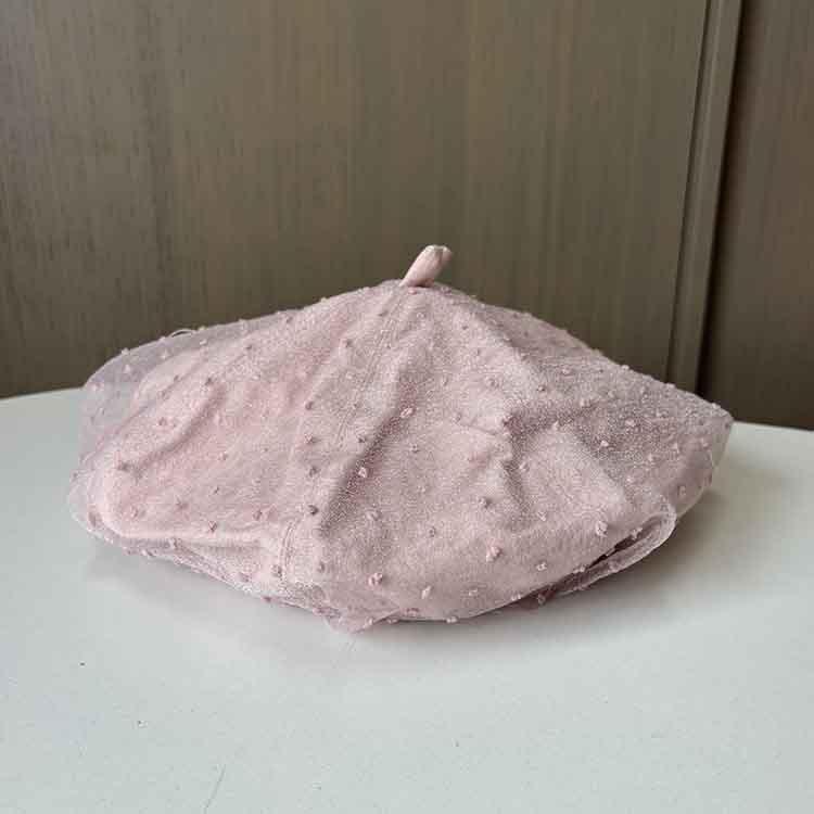 Korean Lace Mesh Beret Women's Spring and Autumn Breathable Star Anise Hat Sweet and Cute Polka Dot Face Little Painter Hat