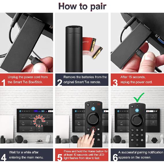 Replacement Voice Remote Control Fit for FireSeries-AMZ-Smart TVs Stick/Lite/4K Max/4K/HD,TV Cube, Smart TV 3rd Gen, Compatible with