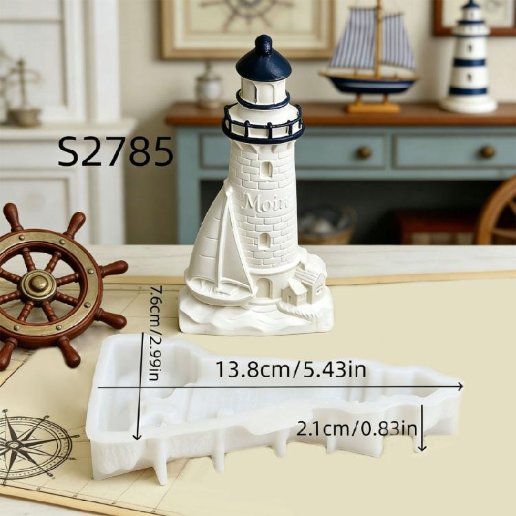 Creative 3D Lighthouse Silicone Molds Easy Demolding For Making Candle Concrete Ornament Gypsum Sculpture Resin Casting