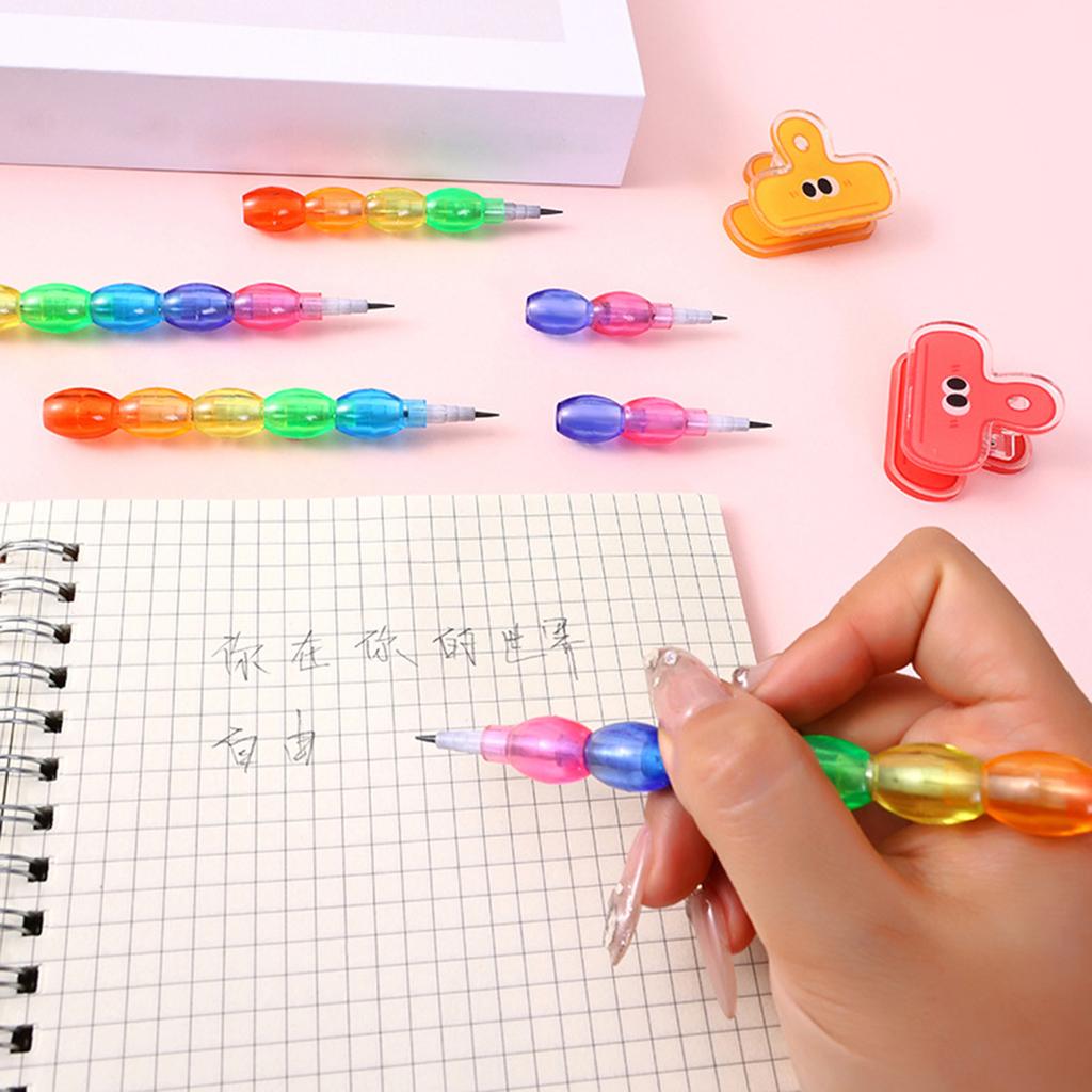 12 STÜCKE Stapelbare Stifte Cartoon Baustein Stifte 7 in 1 Schreibstift für Kinder Schüler Geburtstag Weihnachten