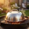 BBQ Dome Cover Stainless Steel Griddle with Handle Brushed Grill Lid for Backyard Cooks,