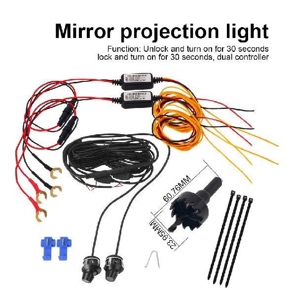 2pcs LED Welcome Lights Car Ambient Accessories Door Rearview Mirror Angel Wing Auto Carpet Lamp Dual Controller Atmosphere Lamp
