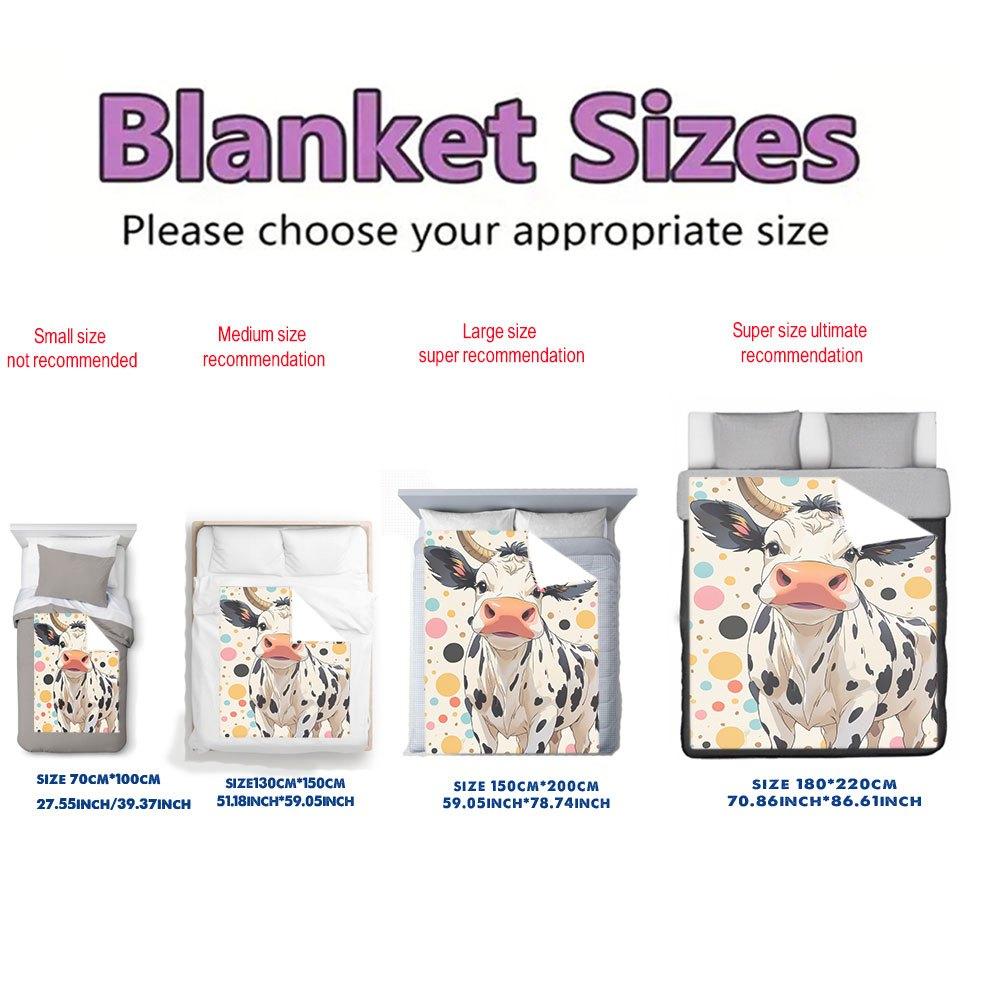 Cute Cow Print Flannel Throw Blanket Watercolor Style Soft Cozy Fleece for Home Office Sofa and Car All Season Gift