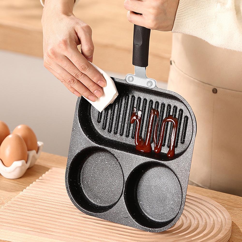 Three In One Breakfast Extra Thick Frying Pan, Home Fried Egg Flat Bottomed Pan, Steak, Egg Burger, Non Stick Pan Artifact