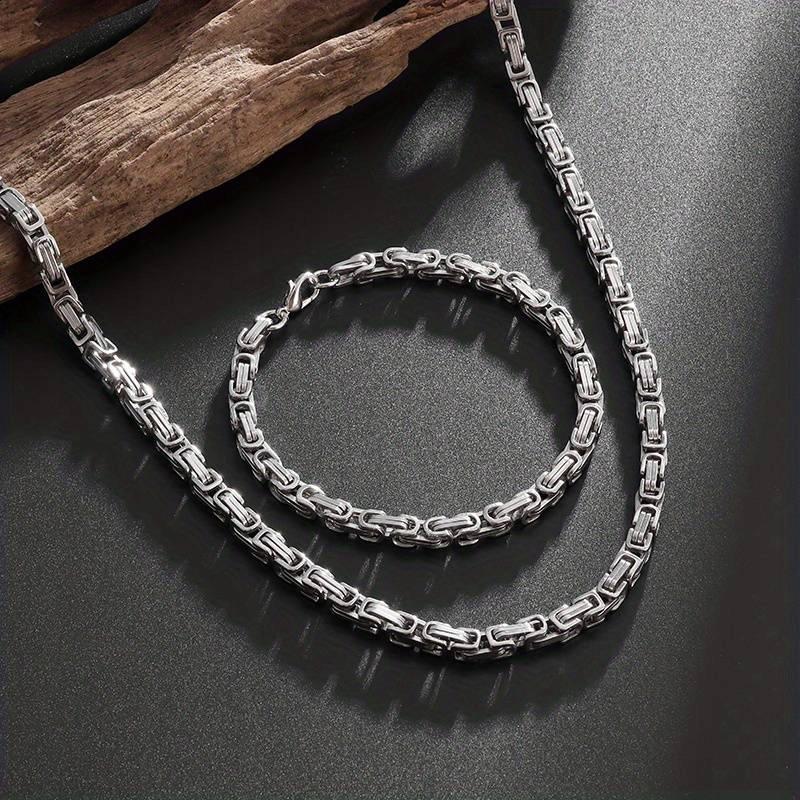 Silver Men' Bracelet THICK ROYAL Byzantine + FREE