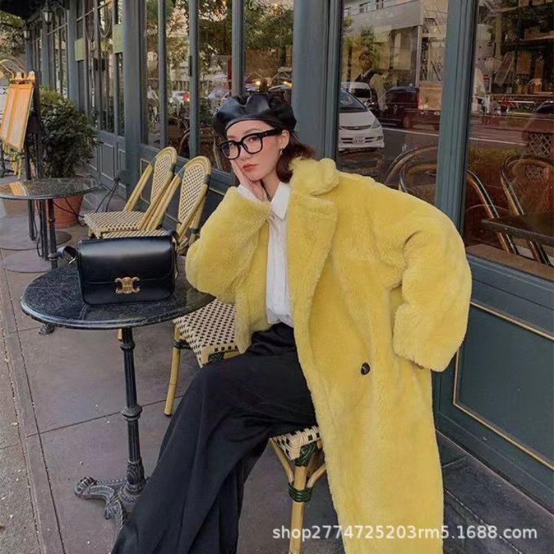 Autumn and winter loose teddy bear imitation fur coat women's clothing medium and long sheep shearing coat sheep shearing thickened