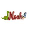 Cartello Personalizzato con Nome per Bambini Dinosauro Razzo Cartello in Legno per Porta per Ragazzi Nome Personalizzato Decorazione da Appendere per Cameretta Asilo Nido Camera da Letto Asilo Nido Sala Giochi